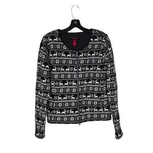 SKHOOP Full Zip Sweater Lilly Winter Wear With‎ Reindeer Nordic Print Medium
